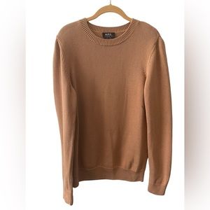 A.P.C RUE MADAME PARIS Knit crew neck sweater tan size medium